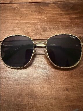 Quay Jezabell twist Gold Frame Black Lens Women's Sunglasses